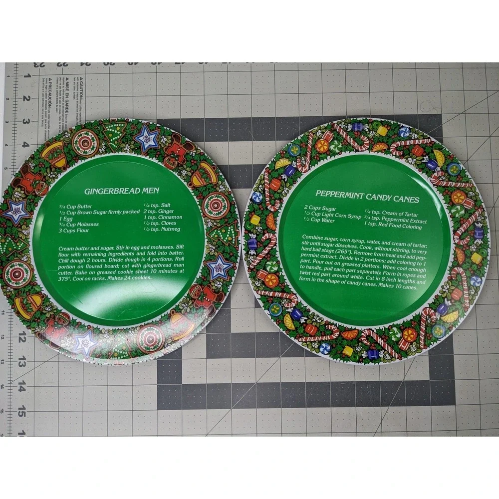 2 House of Lloyd Vintage Tin Serving‎ Recipe Tray Peppermint Candy Cane